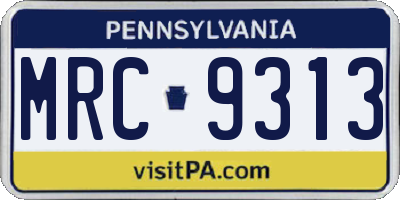 PA license plate MRC9313