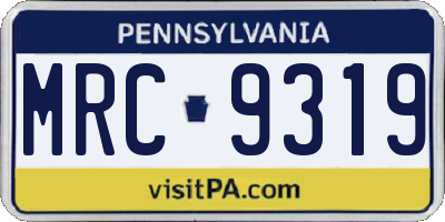 PA license plate MRC9319