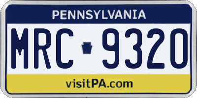 PA license plate MRC9320
