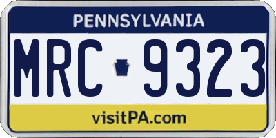PA license plate MRC9323