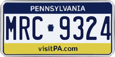 PA license plate MRC9324