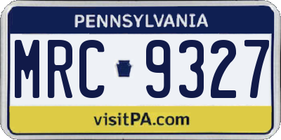 PA license plate MRC9327