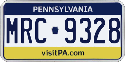 PA license plate MRC9328