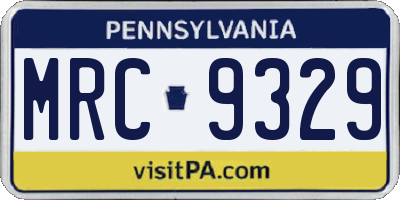 PA license plate MRC9329