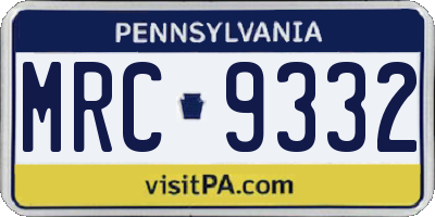 PA license plate MRC9332