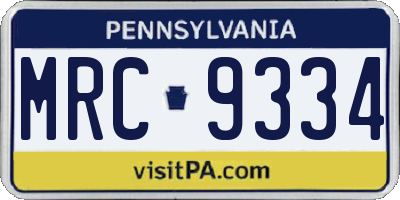 PA license plate MRC9334
