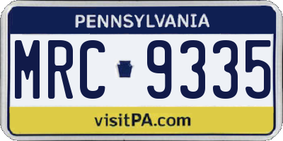 PA license plate MRC9335