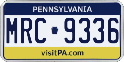 PA license plate MRC9336