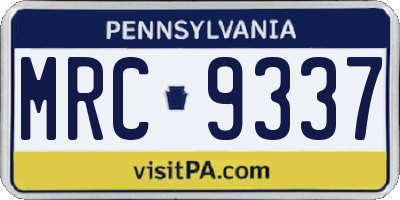 PA license plate MRC9337