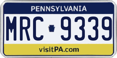 PA license plate MRC9339