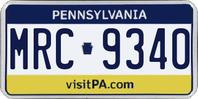 PA license plate MRC9340