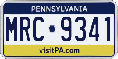 PA license plate MRC9341