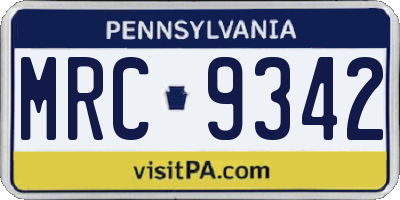 PA license plate MRC9342