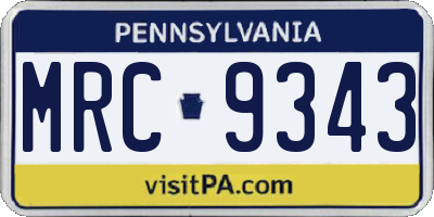 PA license plate MRC9343