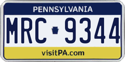 PA license plate MRC9344