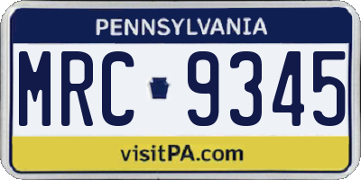PA license plate MRC9345