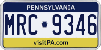 PA license plate MRC9346