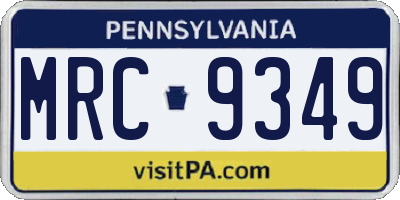 PA license plate MRC9349