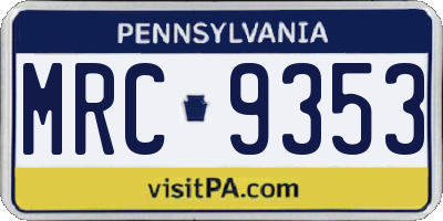 PA license plate MRC9353