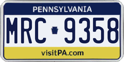 PA license plate MRC9358