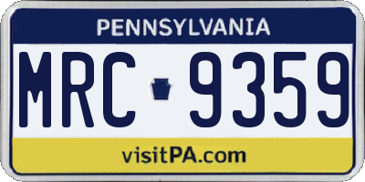 PA license plate MRC9359