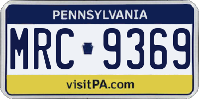 PA license plate MRC9369