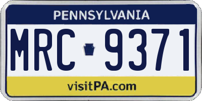 PA license plate MRC9371