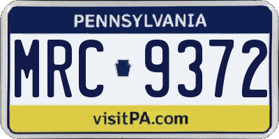 PA license plate MRC9372
