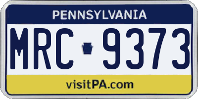 PA license plate MRC9373
