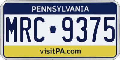 PA license plate MRC9375
