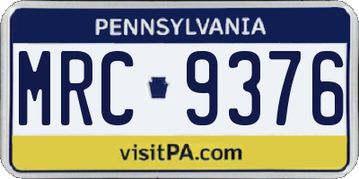 PA license plate MRC9376