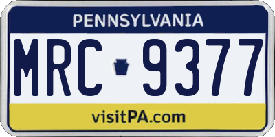 PA license plate MRC9377
