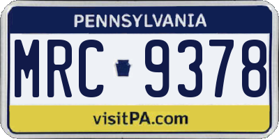 PA license plate MRC9378