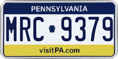 PA license plate MRC9379