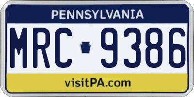 PA license plate MRC9386