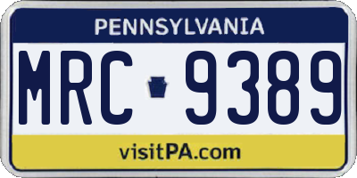 PA license plate MRC9389