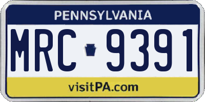 PA license plate MRC9391
