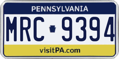 PA license plate MRC9394