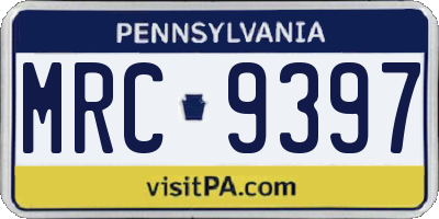 PA license plate MRC9397