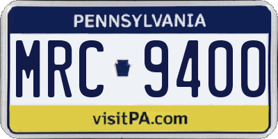 PA license plate MRC9400