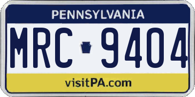 PA license plate MRC9404