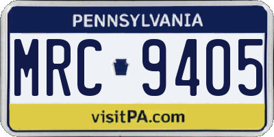 PA license plate MRC9405