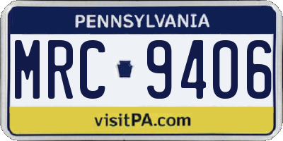 PA license plate MRC9406