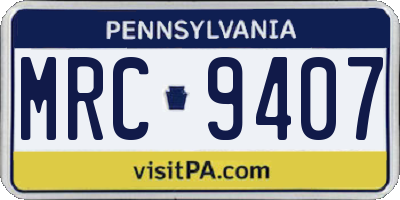 PA license plate MRC9407