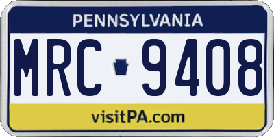 PA license plate MRC9408