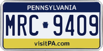 PA license plate MRC9409
