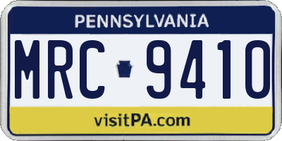 PA license plate MRC9410