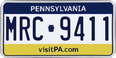 PA license plate MRC9411