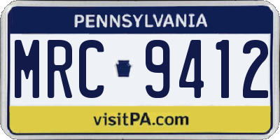 PA license plate MRC9412