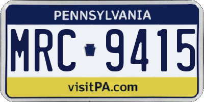 PA license plate MRC9415